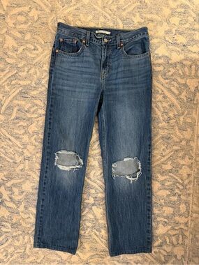 Levi's Distressed Medium Blue Straight-Leg Jeans
